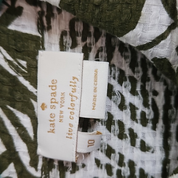 Kate Spade Tropical Leaf Print Buttondown Shirt sz 10 - Picture 4 of 6